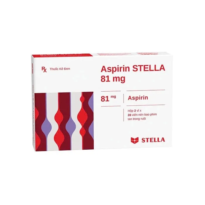 Aspirin 81mg Stella (H/56v) - Thuốc phòng ngừa nhồi máu cơ tim, đột quỵ (2 vỉ x 28 viên)